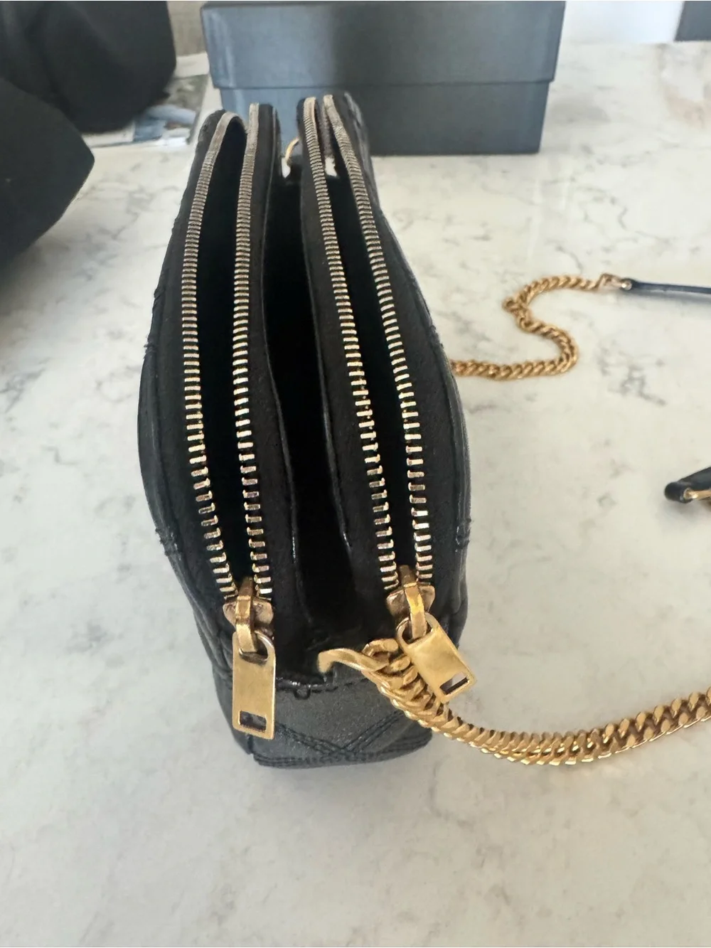 Saint Laurent YSL Becky Mini Black Quilted Leather Crossbody Bag